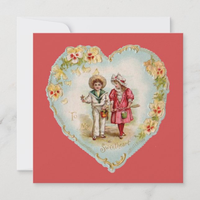 Vintage Valentine par kärlek Julkort (Framsida)
