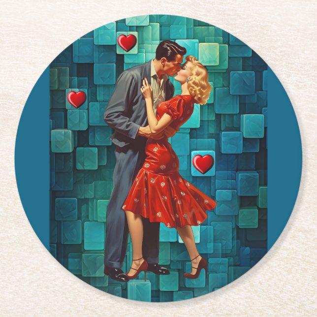 VINTAGE VALENTINE-PASSION UNDERLÄGG PAPPER RUND (Framsidan)