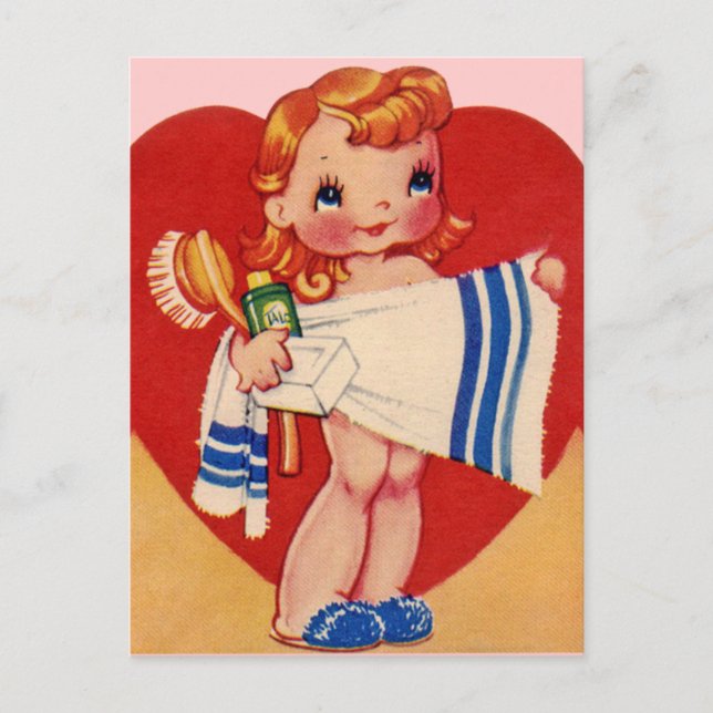 Vintage Valentine Postcards Helg Vykort (Framsida)