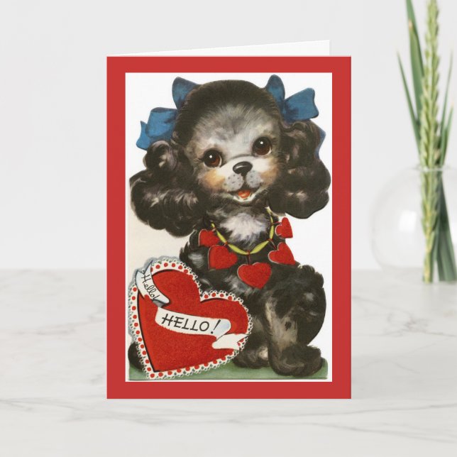 Vintage Valentine Puppy Helgkort (Framsida)