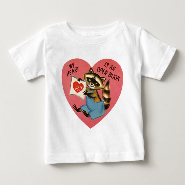 Vintage Valentine Raccoon T Shirt (Framsida)