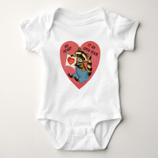 Vintage Valentine Raccoon Tee Shirt (Framsida)