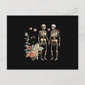 Vintage Valentine Skeletons Vykort