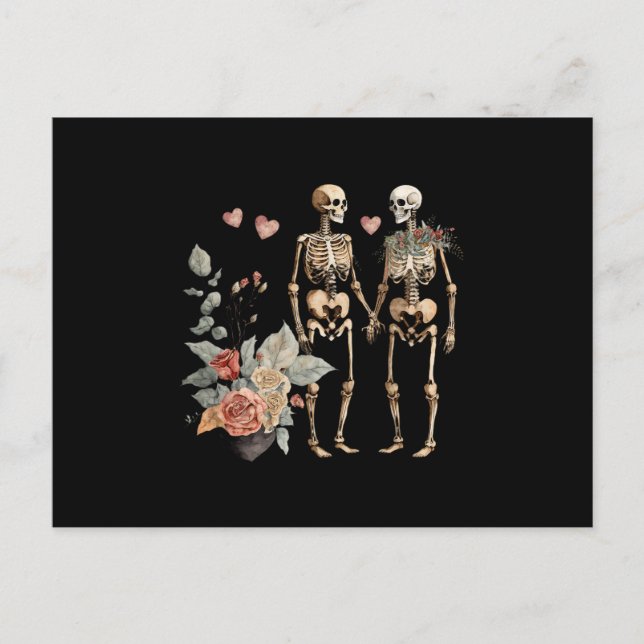 Vintage Valentine Skeletons Vykort (Framsida)