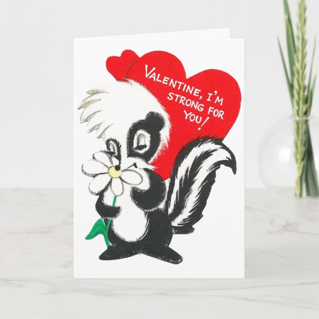 Vintage Valentine Skunk Helgkort (Framsida)