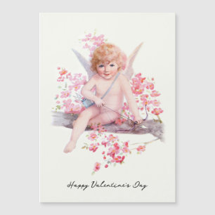 Vintage Valentine Smiling Cupid med Bow