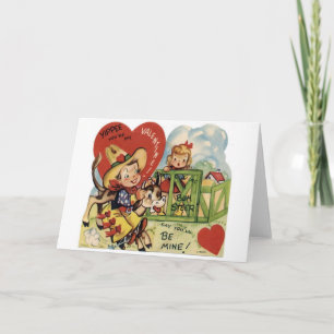 Vintage Valentine Steer Helgkort