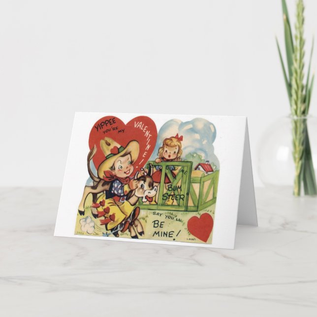 Vintage Valentine Steer Helgkort (Framsida)