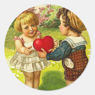 Vintage Valentine Stickers Runt Klistermärke