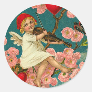 Vintage Valentine Stickers Runt Klistermärke