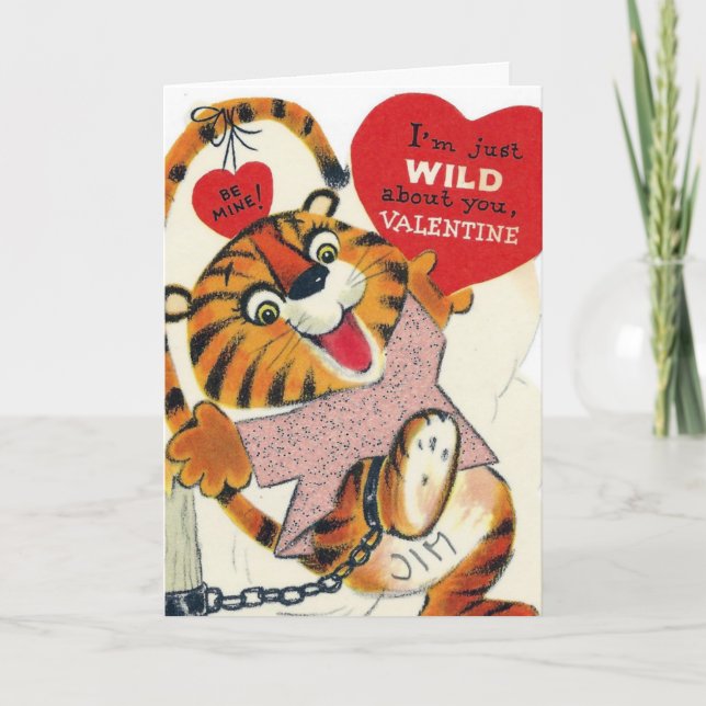 Vintage Valentine Tiger Helgkort (Framsida)