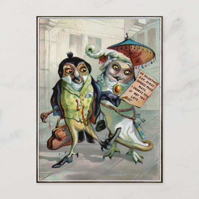 Vintage Valentine Uggla Vykort (Framsida)