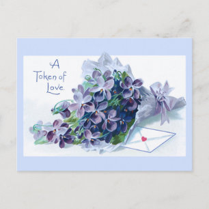 Vintage Valentine Violets och Hälsning Helg Vykort