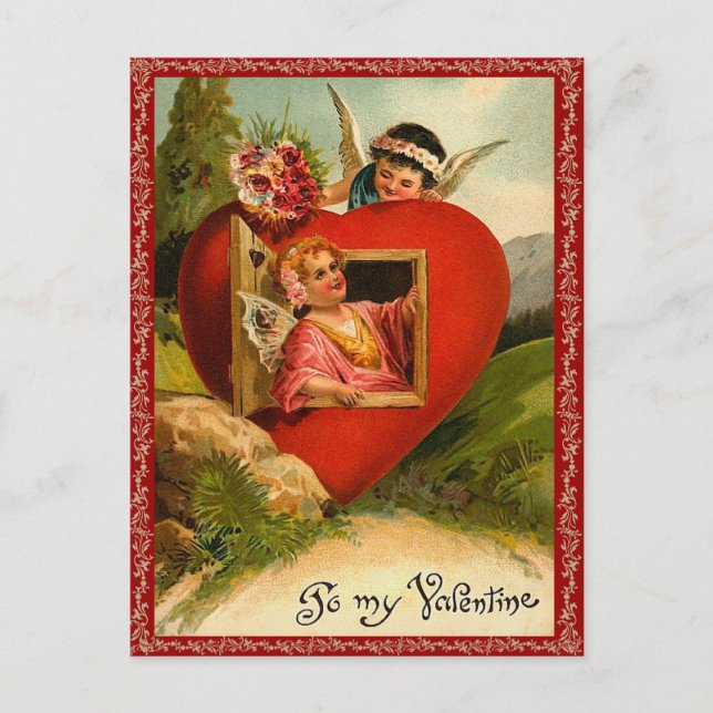Vintage Valentine vycard Helg Vykort (Framsida)