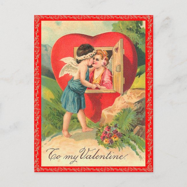 Vintage Valentine vycard Helg Vykort (Framsida)