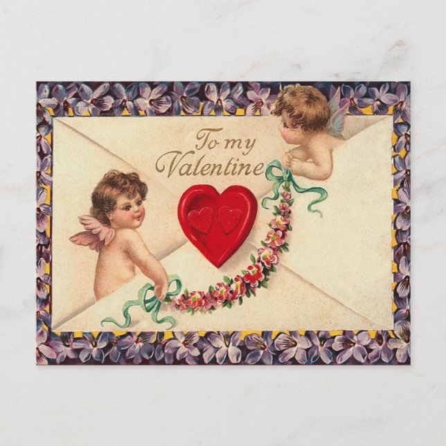 Vintage Valentine vycard Helg Vykort (Framsida)