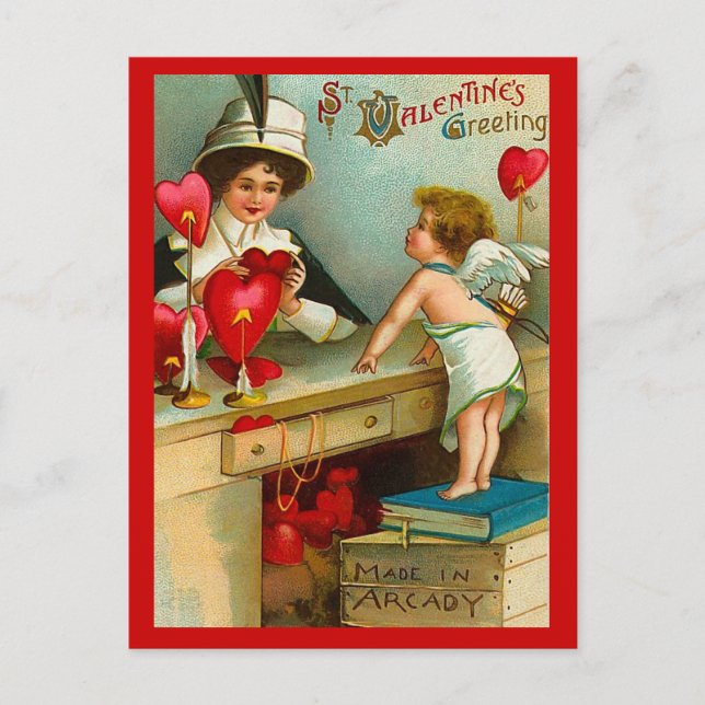 Vintage Valentine vycard Helg Vykort (Framsida)