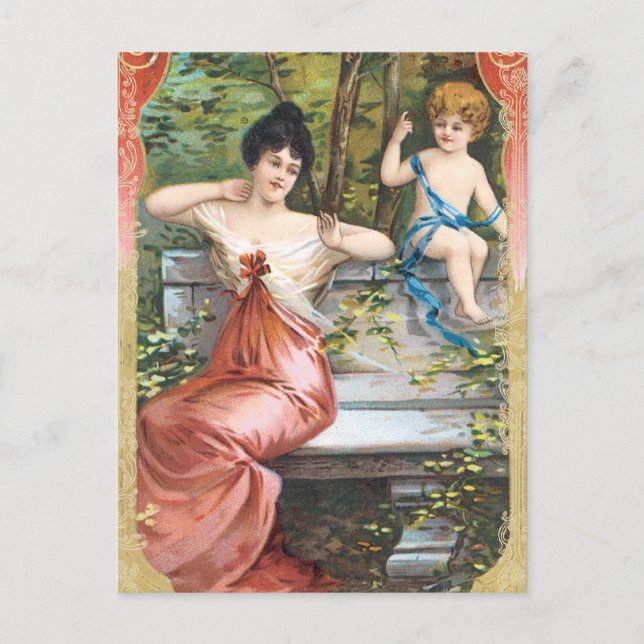 Vintage Valentine vycard Helg Vykort (Framsida)