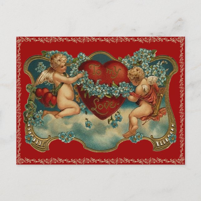 Vintage Valentine vycard Helg Vykort (Framsida)