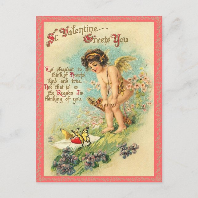 Vintage Valentine vycard Helg Vykort (Framsida)