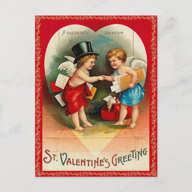 Vintage Valentine vycard Helg Vykort (Framsida)