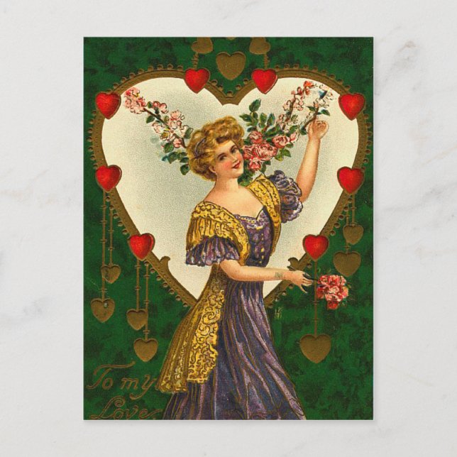 Vintage Valentine vycard Helg Vykort (Framsida)