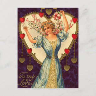 Vintage Valentine vycard Helg Vykort