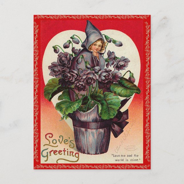 Vintage Valentine vycard Helg Vykort (Framsida)