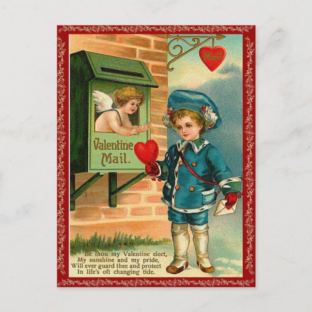 Vintage Valentine vycard Helg Vykort (Framsida)
