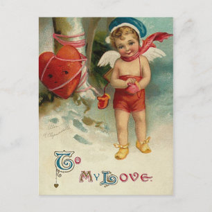 Vintage Valentine vycard Helg Vykort