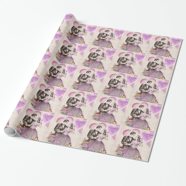 Vintage Valentinepar Presentpapper (Utrullad)