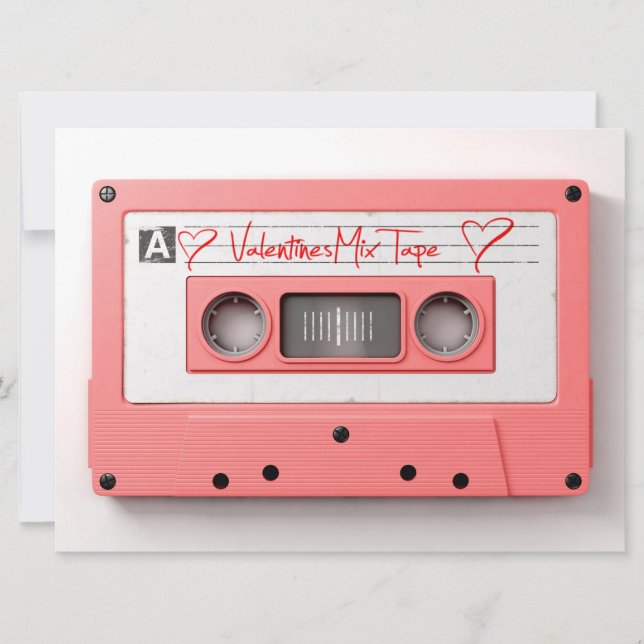 Vintage Valentines Audio Kassettbandblandning Julkort (Framsida)