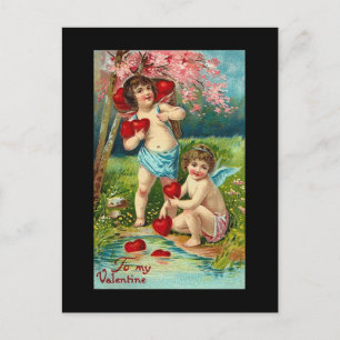 Vintage Valentines Cherubs Helg Vykort
