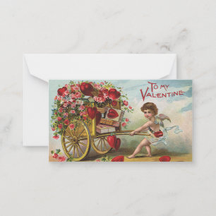 Vintage Valentines day Angel, konst av Kärlek Hear Anteckningskort