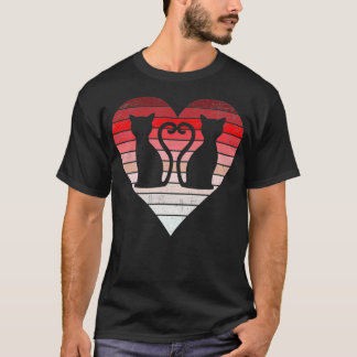 Vintage Valentines day Cat Retro Heart Kärlek T Shirt