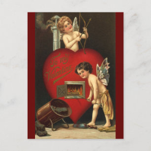 Vintage Valentines day Cupid, Änglar Burning Kärle Helg Vykort