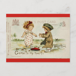 Vintage Valentines day Cute Kids Vykort