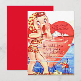 Vintage Valentines Day Girl Child Julkort