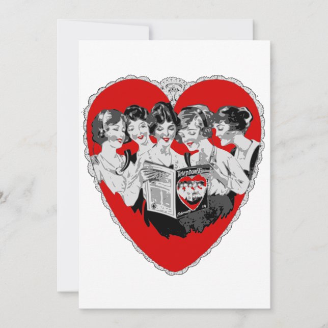 vintage valentines day-hjärttelefon inbjudningar (Framsida)