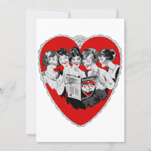 vintage valentines day-hjärttelefon inbjudningar