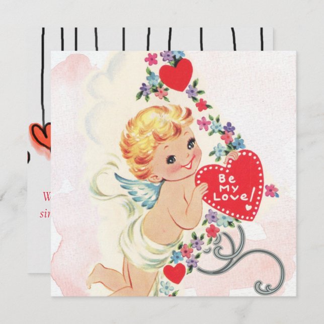 Vintage valentines day kort (Fram/baksida)