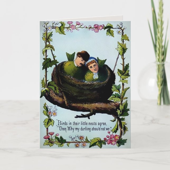 Vintage Valentines day-kort Helgkort (Framsida)