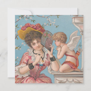 vintage valentines day, söt cherub kärlek julkort