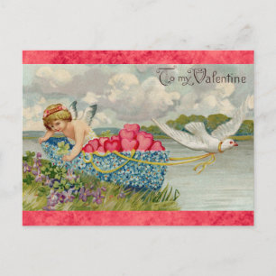 Vintage Valentines day Victorian Angel Heart Vykort
