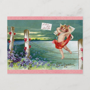 Vintage Valentines day Victorian Cherub Vykort
