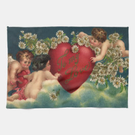 Vintage Valentines day Victorian Cherubs i Heaven Kökshandduk