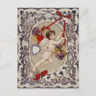 Vintage Valentines day Victorian Cupid Vykort