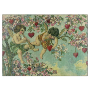 Vintage Valentines day Victorian Cupids Heart Träd