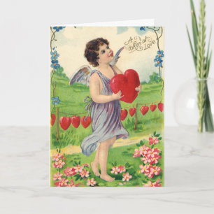 Vintage Valentines day, viktoriansk gel med hjärta Helgkort