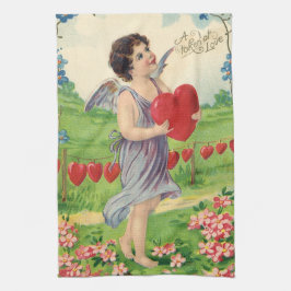 Vintage Valentines day, viktoriansk gel med hjärta Kökshandduk